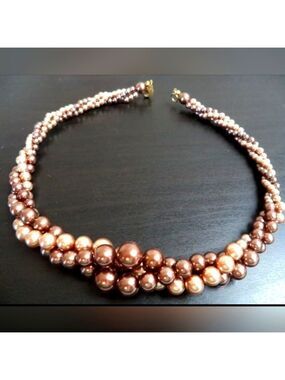 VINTAGE SIGNED RMN BRAIDED TRIPLE STRAND 17 1/4" NECKLACE